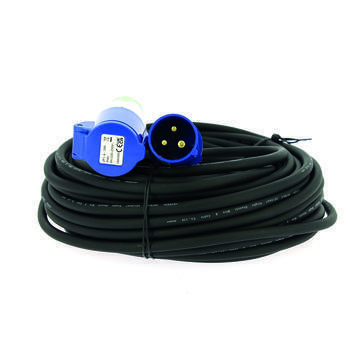 Rallonge secteur normes CEE 17 pour bornes camping : longueur : 25 mètres. Section câble : 1,5 mm2