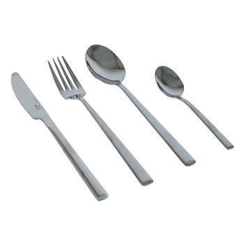 Set de 16 couverts style industriel : - Finition argentée