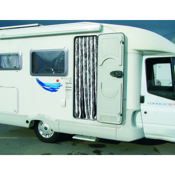 Rideau chenille pour porte camping-car : - Coloris : Gris et Blanc