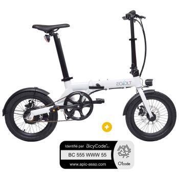 Vélo électrique pliant 16 pouces 6,4A CITY - Blanc