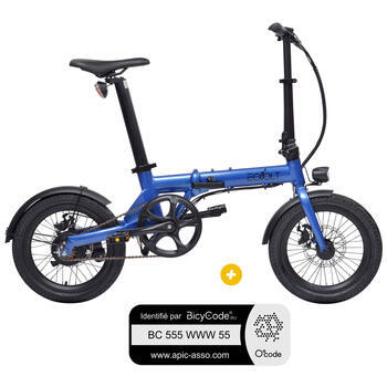 Vélo électrique pliant 16 pouces 6,4A CITY - Bleu
