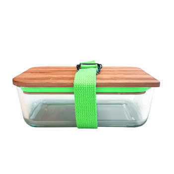 Lunch box en bambou et verre : - Coloris : Vert