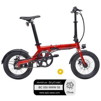 Vélo électrique pliant 16 pouces 6,4A CITY - Rouge
