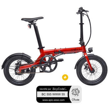Vélo électrique pliant 16 pouces 6,4A CITY - Rouge
