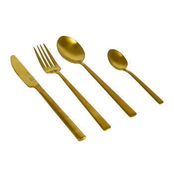Set de 16 couverts style industriel : - Finition dorée