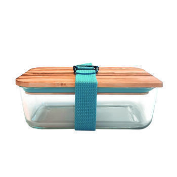 Lunch box en bambou et verre : - Coloris : Bleu
