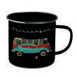 Mug émaillé collection Combi Volkswagen : - Modèle : Combi et Coccinelle - Noir VW Collection