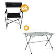 Pack Fauteuils et Table de camping : - Coloris du fauteuil : Noir - Table pour 4 personnes Baya Sun