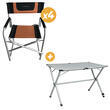 Pack Fauteuils et Table de camping : - Coloris du fauteuil : Noir - Orange - Table pour 4 personnes Baya Sun