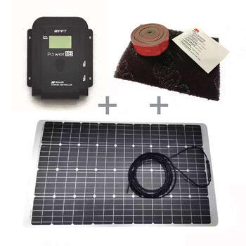 Pack Panneau solaire Semi-Flex PERC 130W + Régulateur solaire MPPT LCD – 10A + 2 Kits adhésif