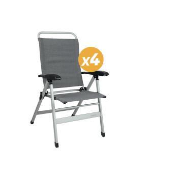 Pack 4 fauteuils de camping Confort Gris