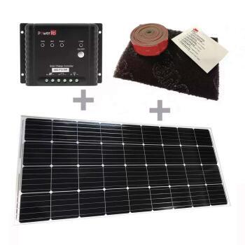 Pack Panneau solaire E-ssential Flat 130W + Régulateur solaire PWM 10A + Kit adhésif