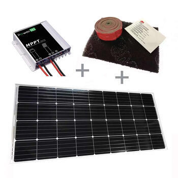 Pack Panneau solaire E-ssential Flat 155W + Régulateur solaire MPPT 10A + Kit adhésif
