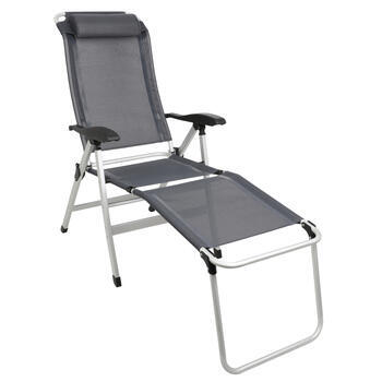 Fauteuil aluminium Confort Maxi Gris navy +Repose-tête + Repose-jambes