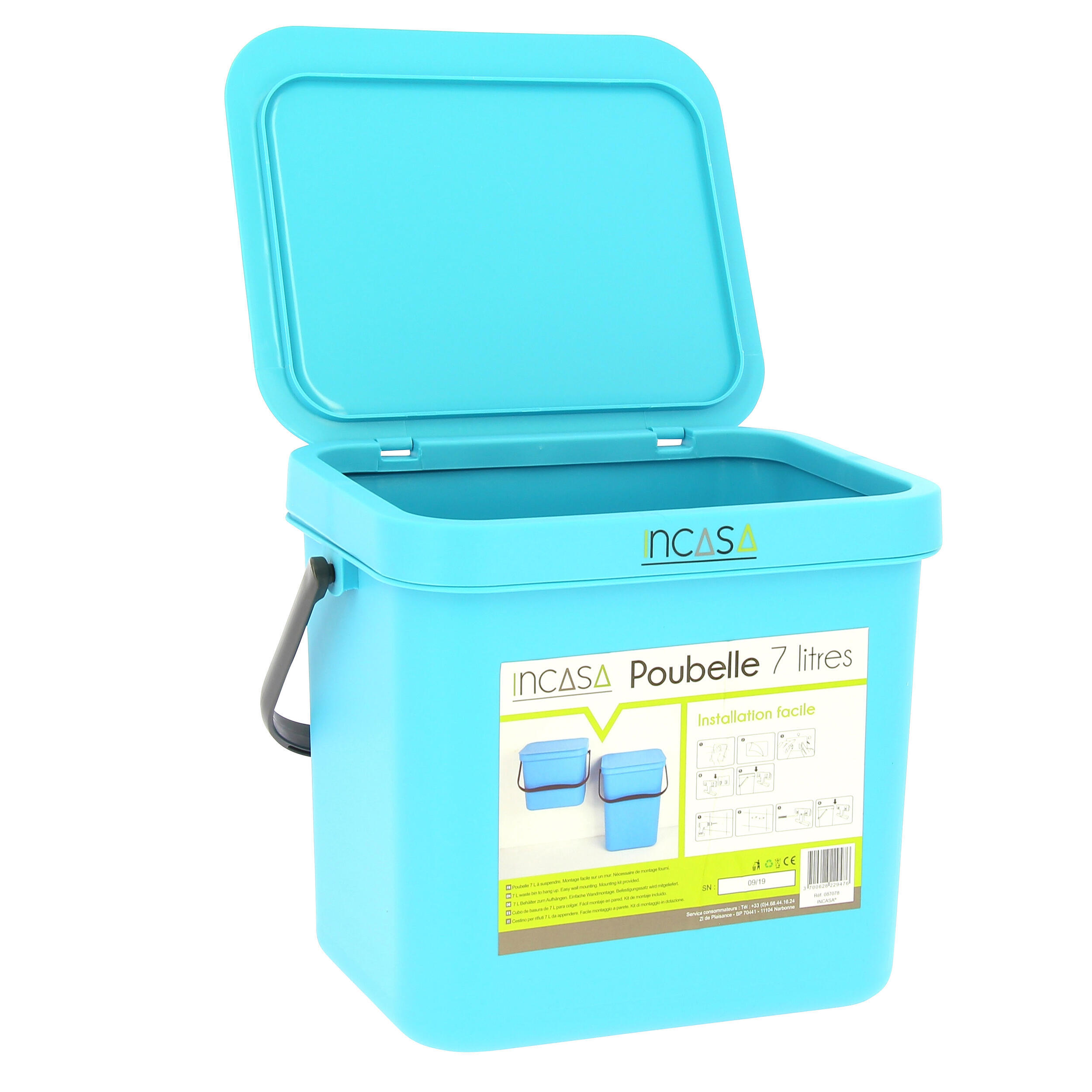 Poubelle pour camping-car : - Modèle : Petite taille 7L - Coloris : bleu