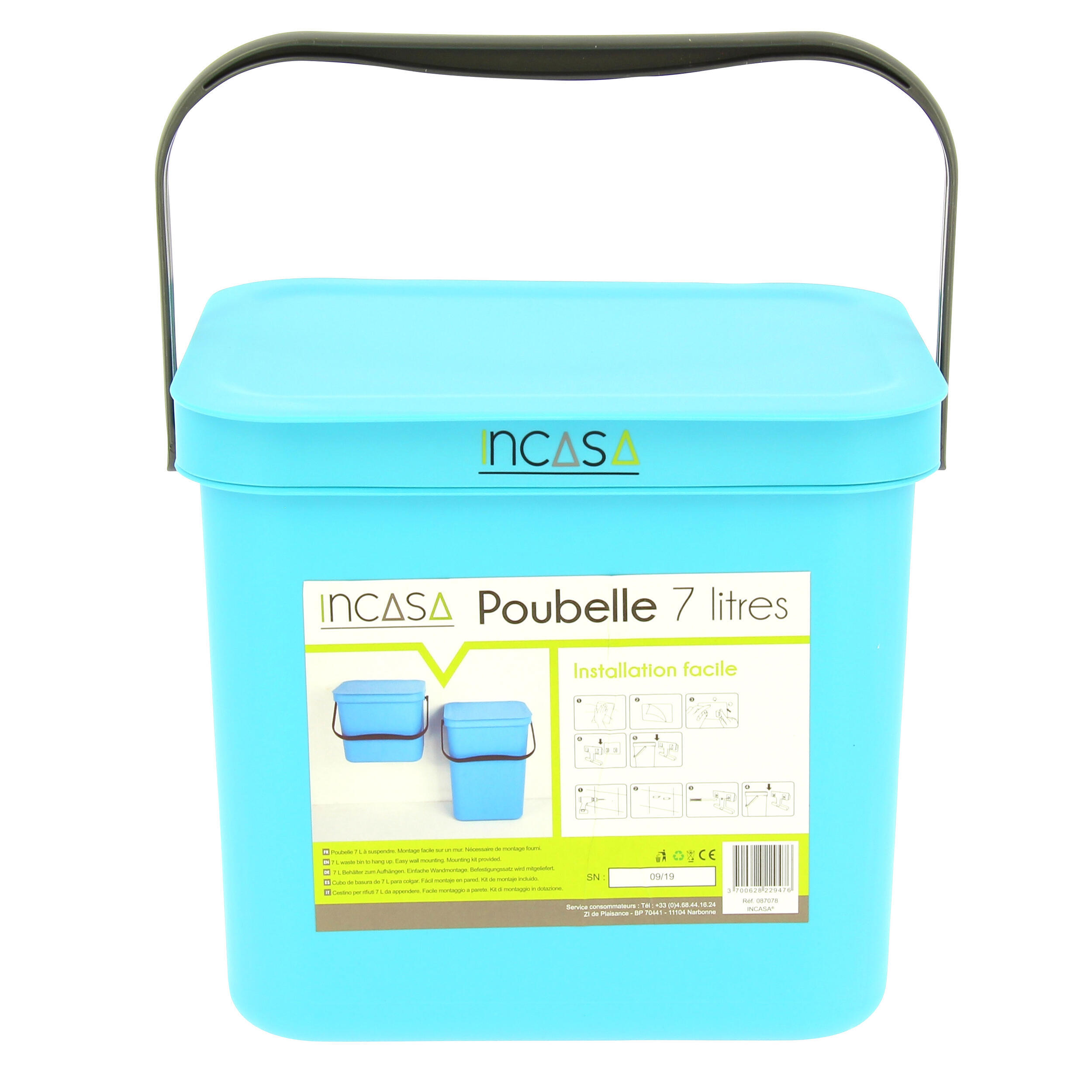 Poubelle pour camping-car : - Modèle : Petite taille 7L - Coloris : bleu