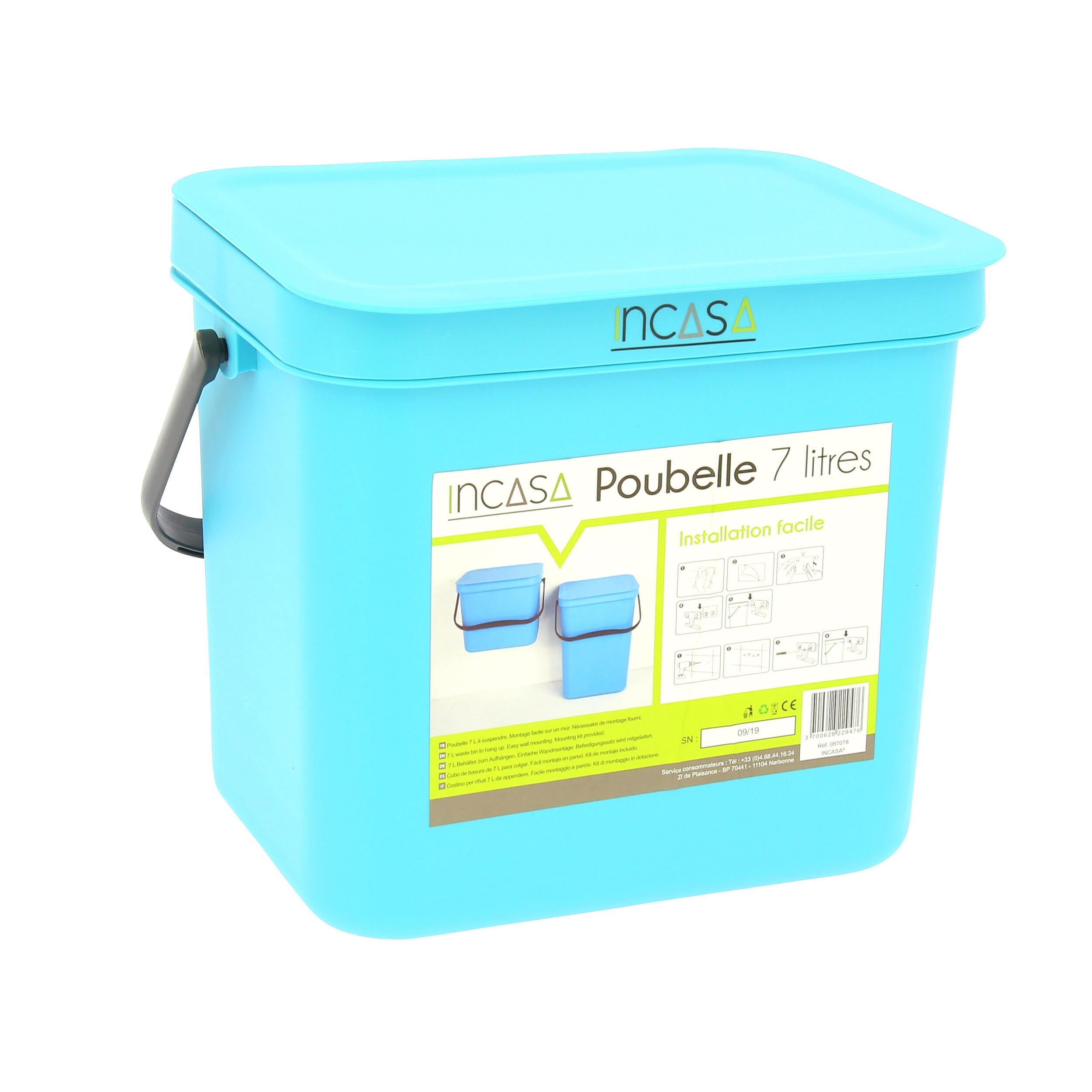 Poubelle pour camping-car : - Modèle : Petite taille 7L - Coloris : bleu