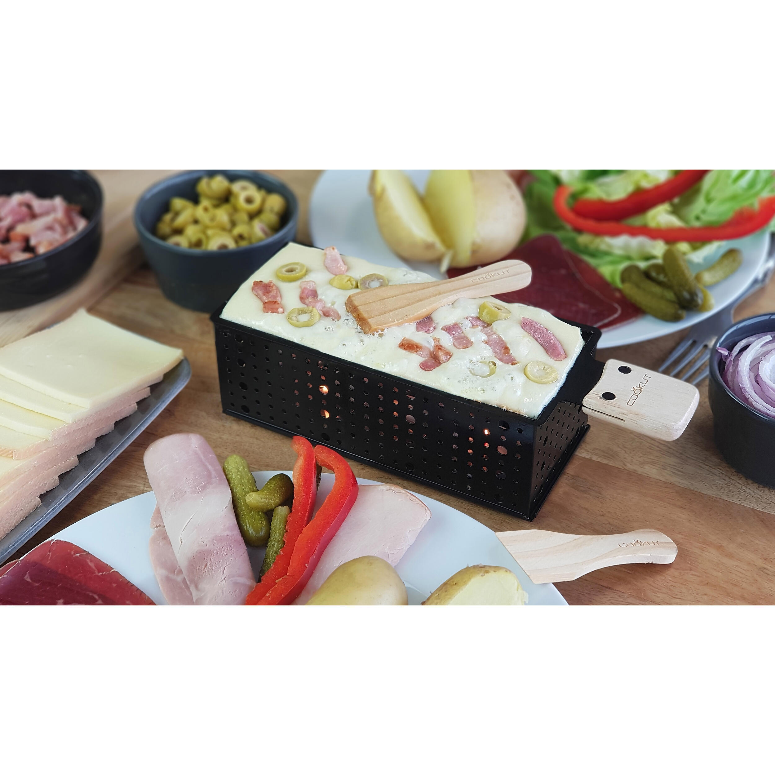 Appareil à raclette et fondue à la bougie pour 2 personnes