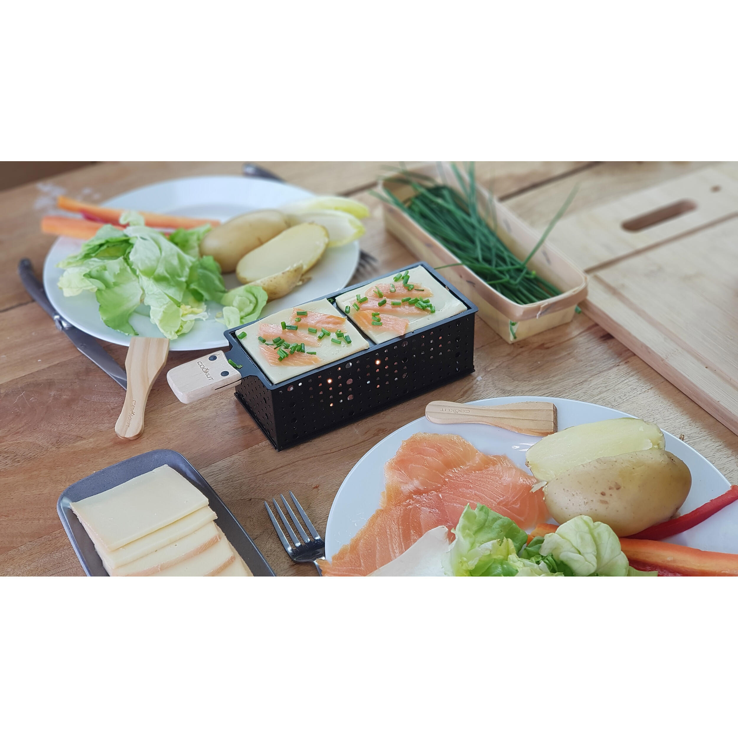 Appareil à raclette et fondue à la bougie pour 2 personnes