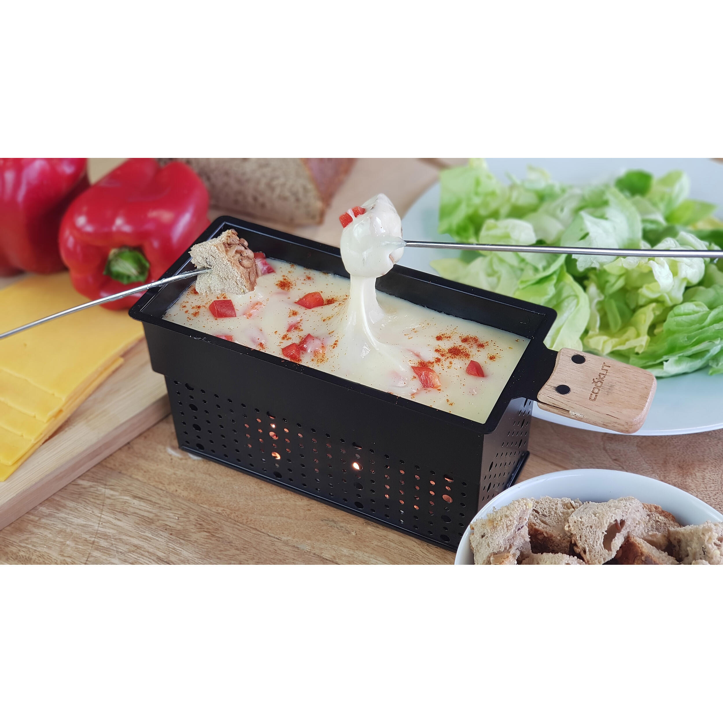 Appareil à raclette et fondue à la bougie pour 2 personnes