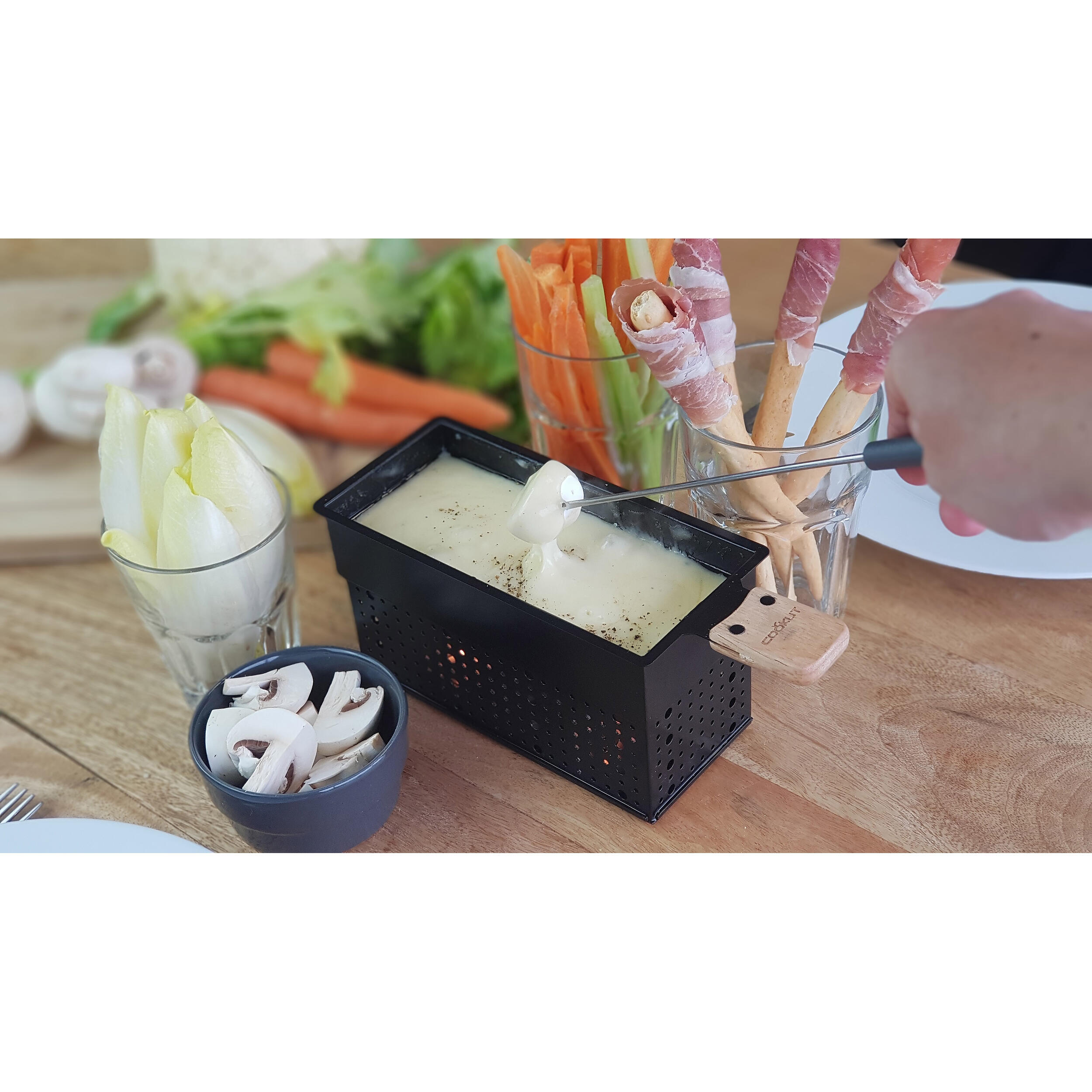 Appareil à raclette et fondue à la bougie pour 2 personnes