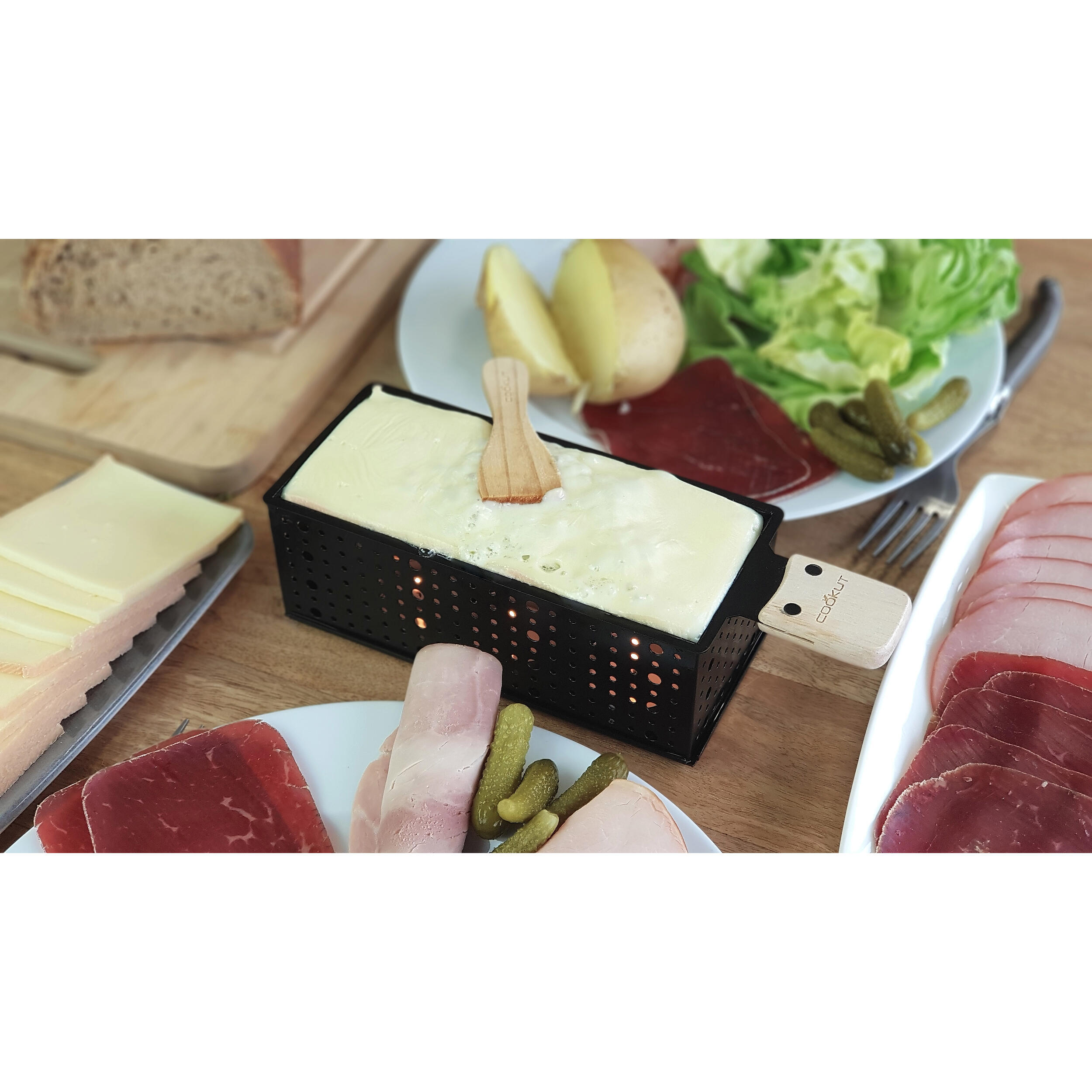 Appareil à raclette et fondue à la bougie pour 2 personnes