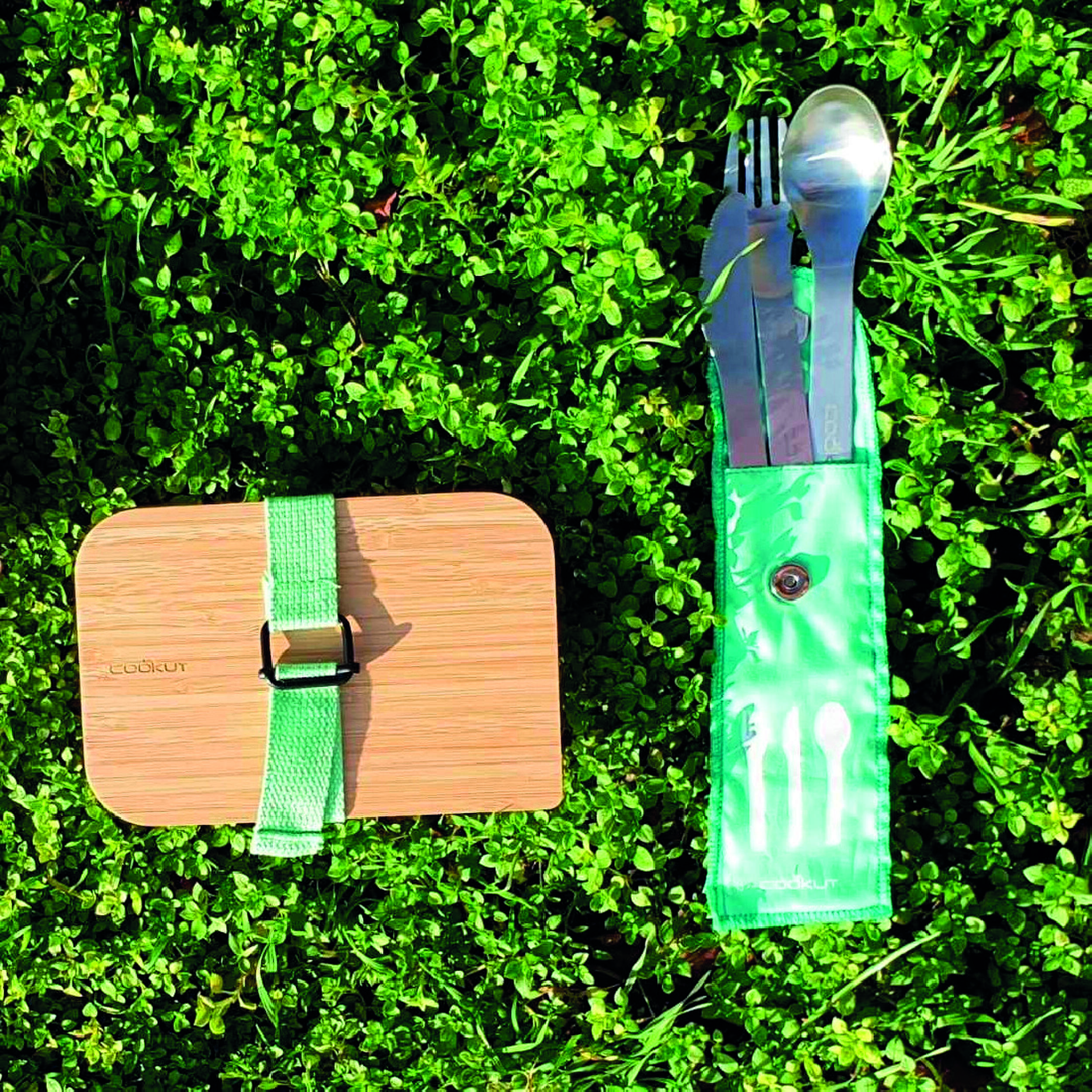 Lunch box en bambou et verre : - Coloris : Vert