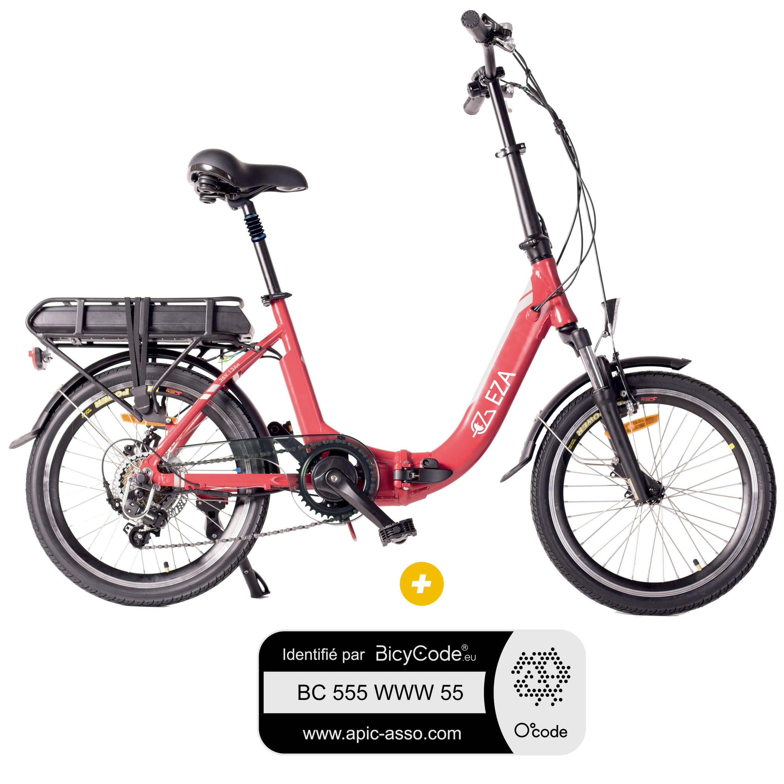 Vélo électrique Confort : - 13 AH, couleur Rouge