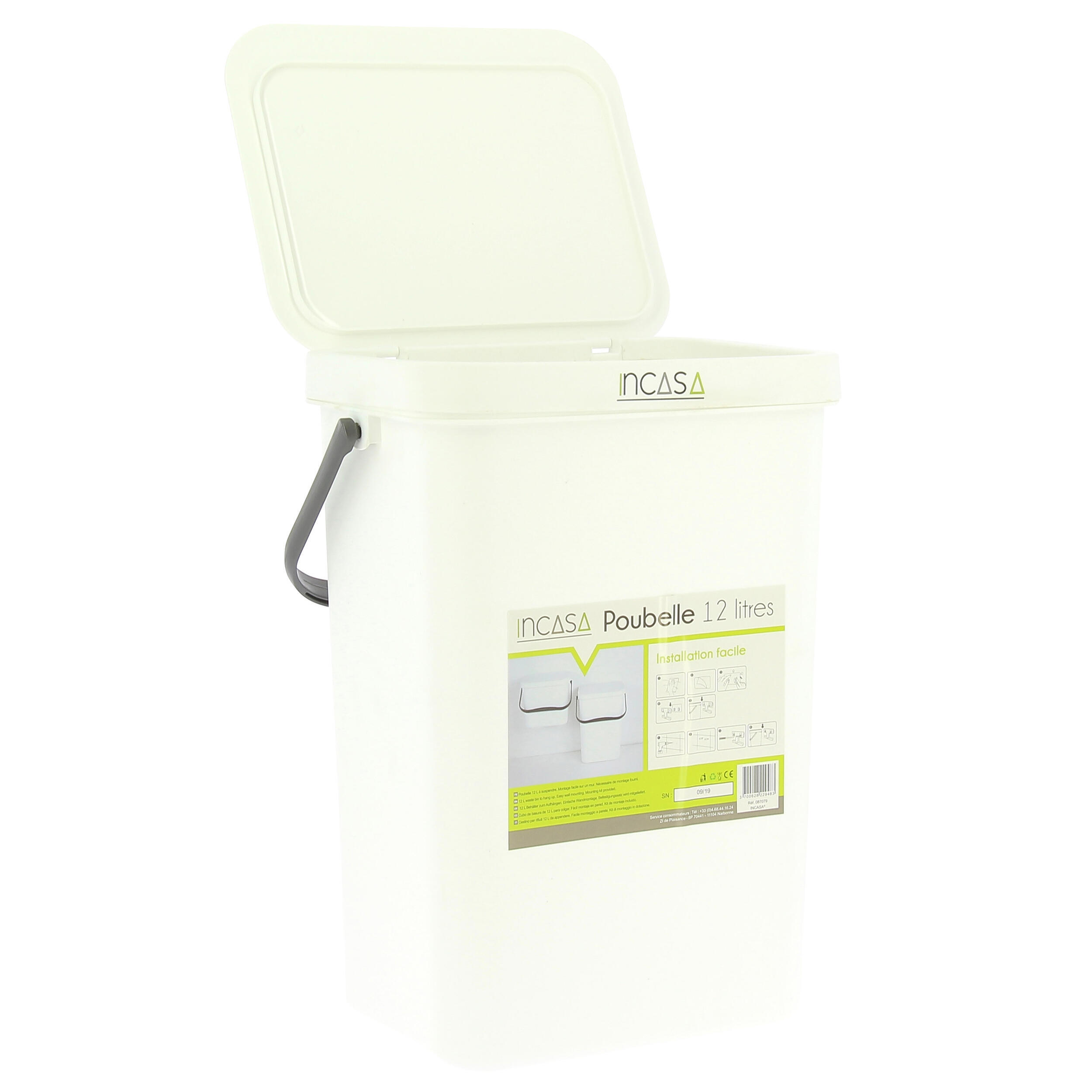 Poubelle pour camping-car : - Modèle : Grande taille 12L - Coloris : blanc