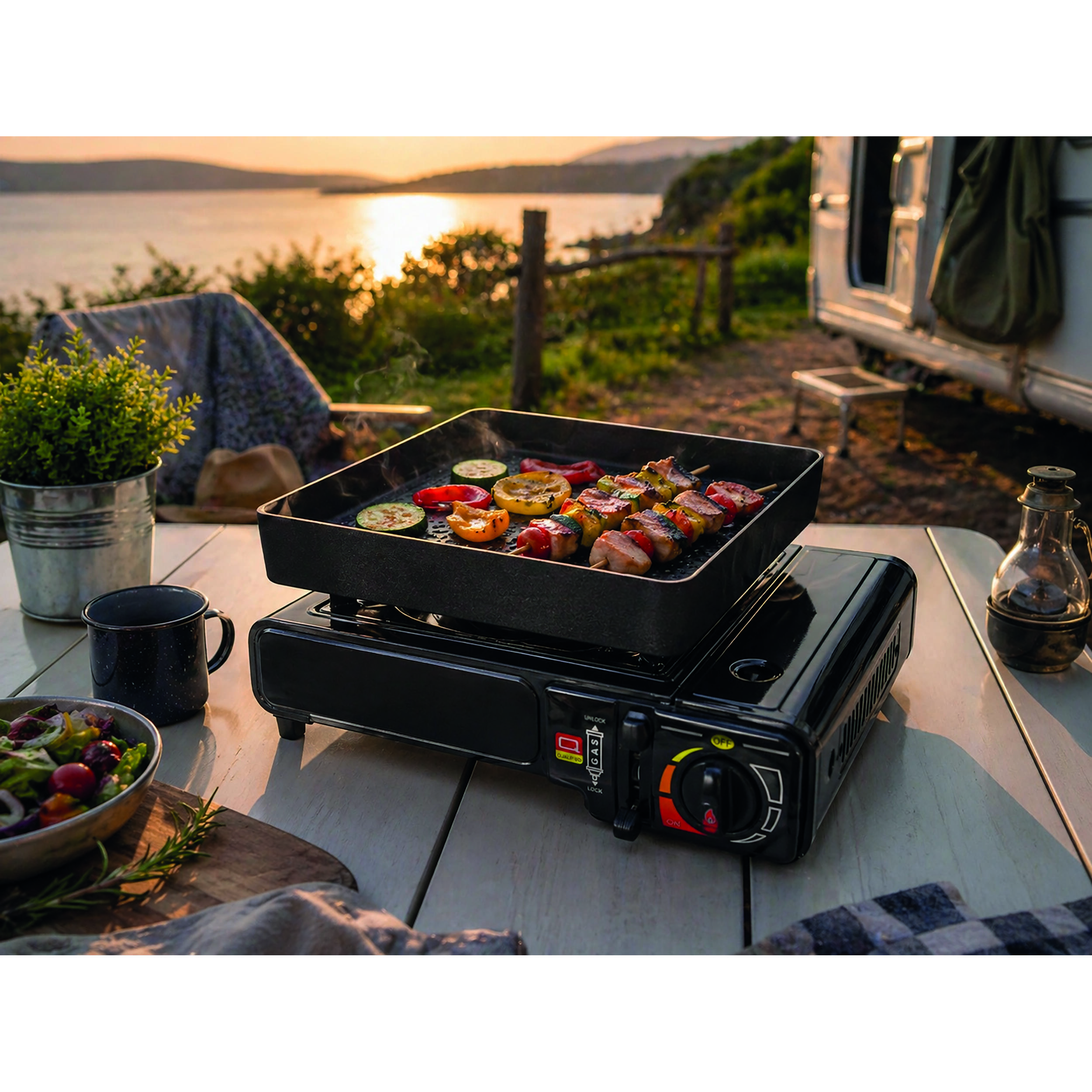 Grill pour réchaud à gaz portable 1 feu