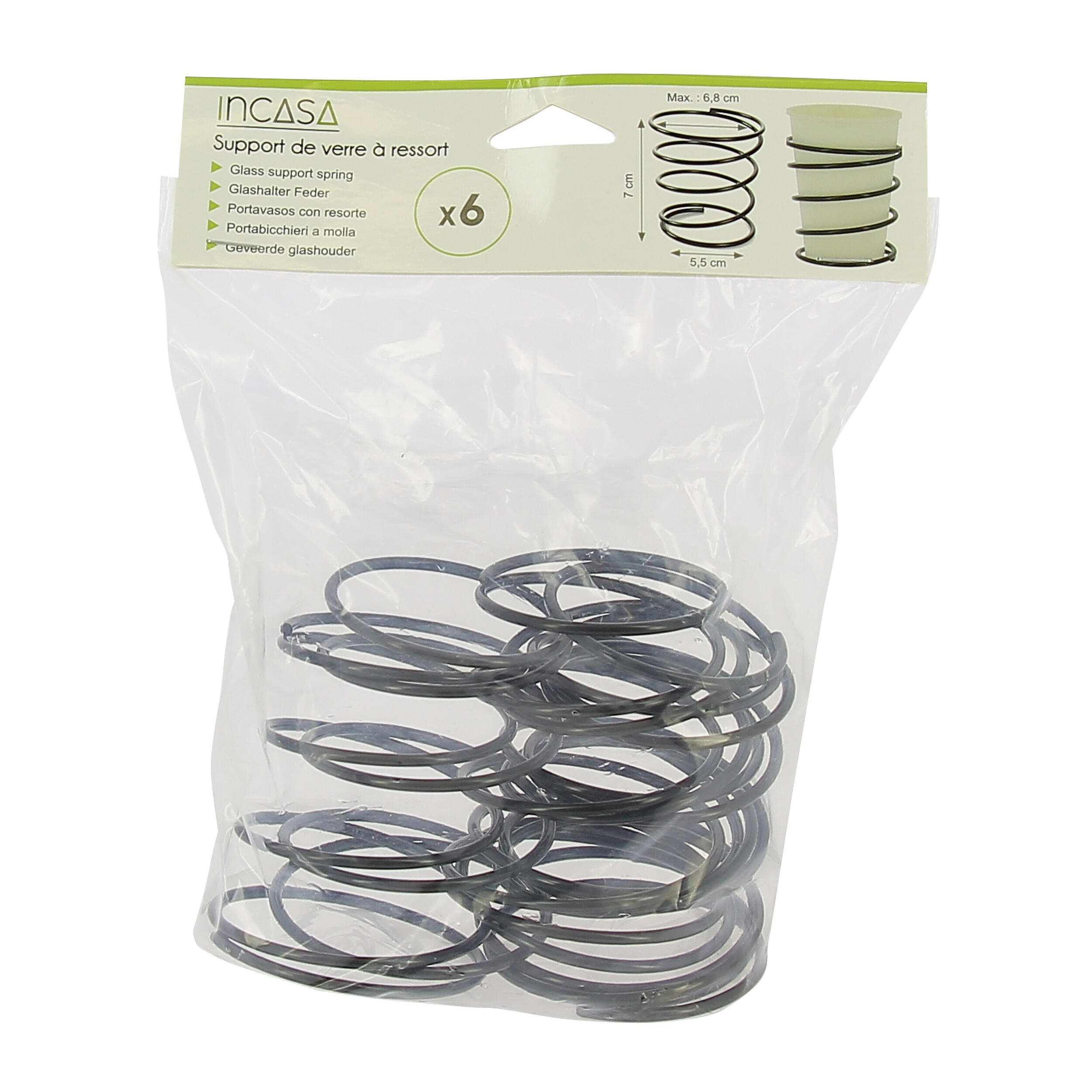 Lot de 6 supports de verre ressorts