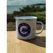 Mug émaillé collection Combi Volkswagen : - Modèle : On the road - Blanc / Marine