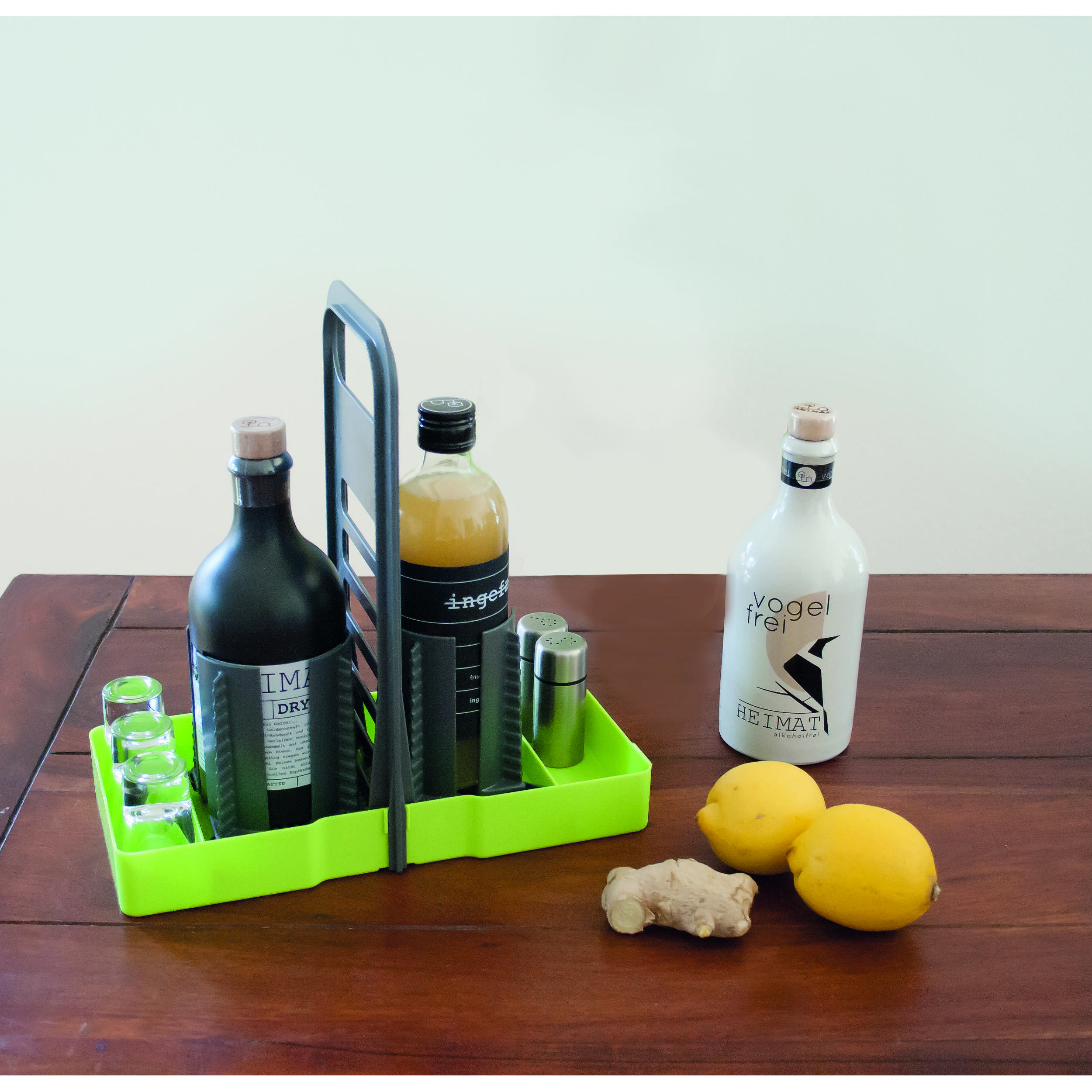 Support bouteille pour cuisine Vert/Gris