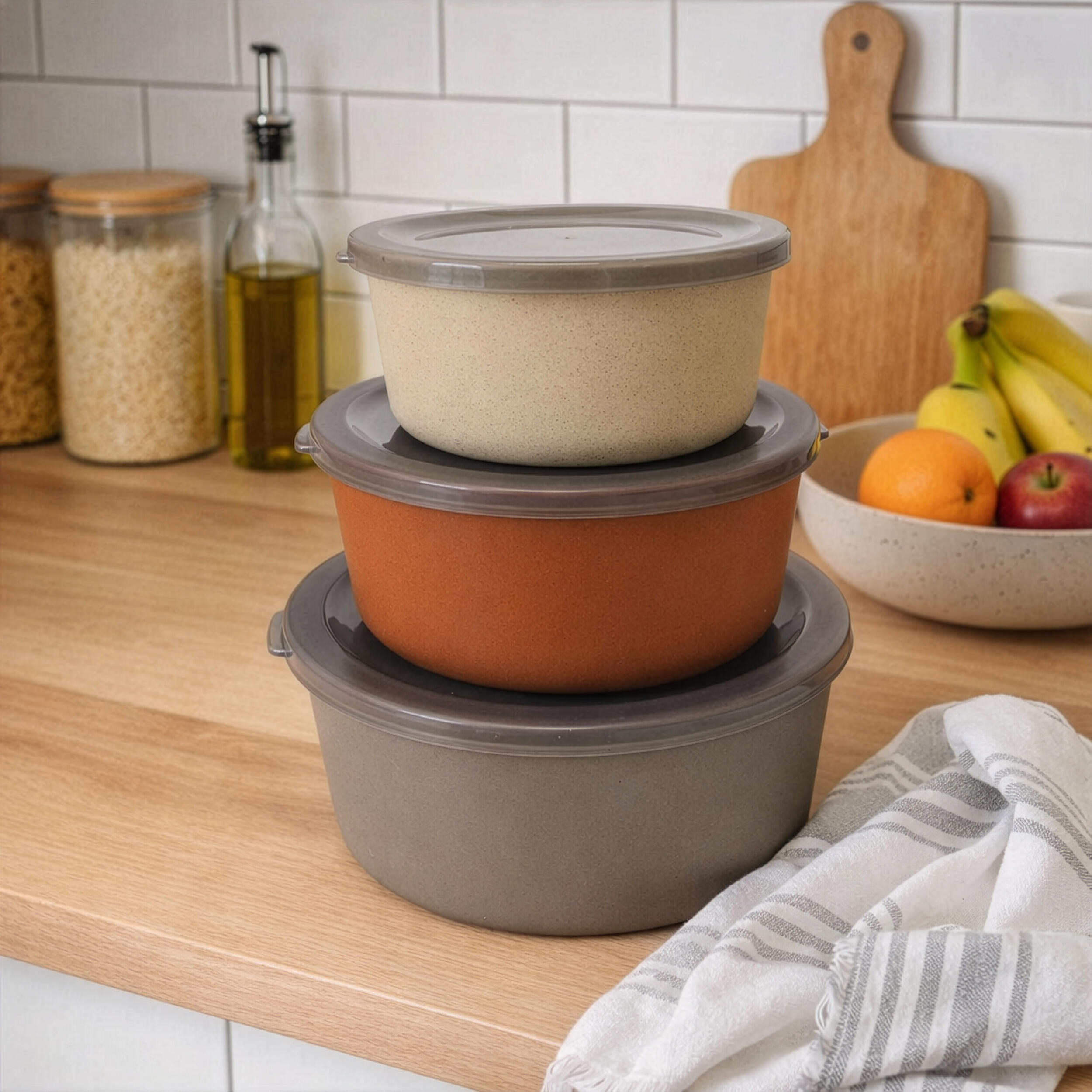 Lot de 3 boîtes alimentaires en fibre de bambou