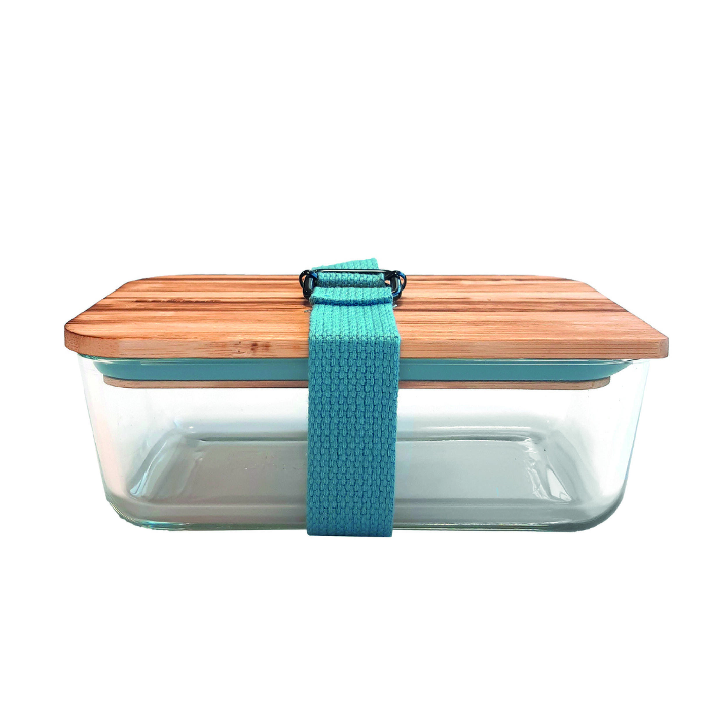 Lunch box en bambou et verre : - Coloris : Bleu