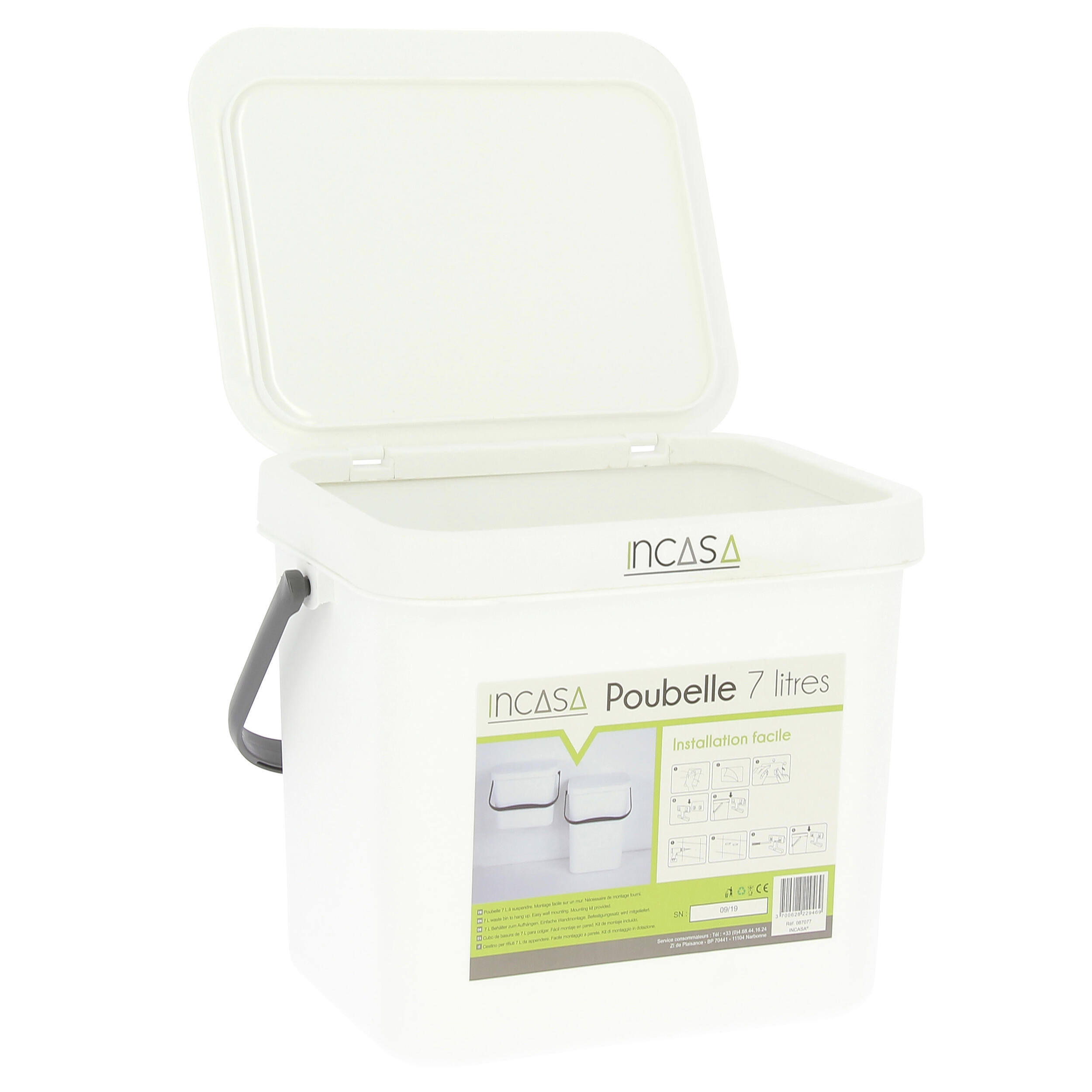Poubelle pour camping-car : - Modèle : Petite taille 7L - Coloris : blanc