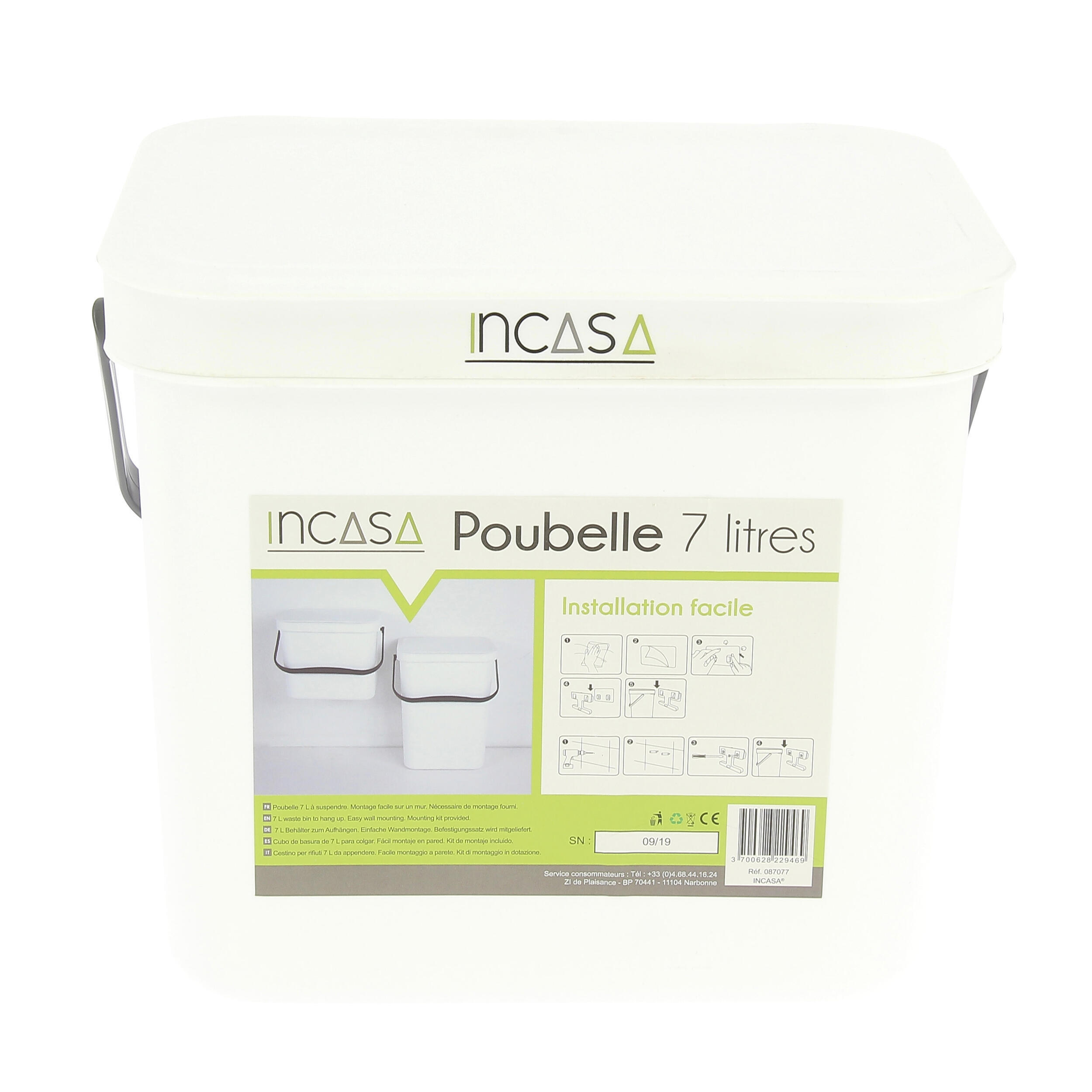 Poubelle pour camping-car : - Modèle : Petite taille 7L - Coloris : blanc