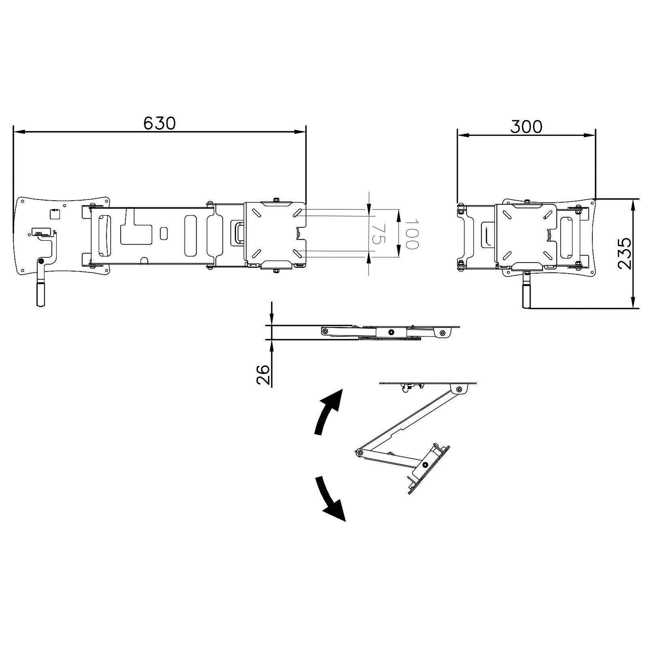 Support TV pour téléviseur LCD de camping-car : Modèle : mural articulé Taille L