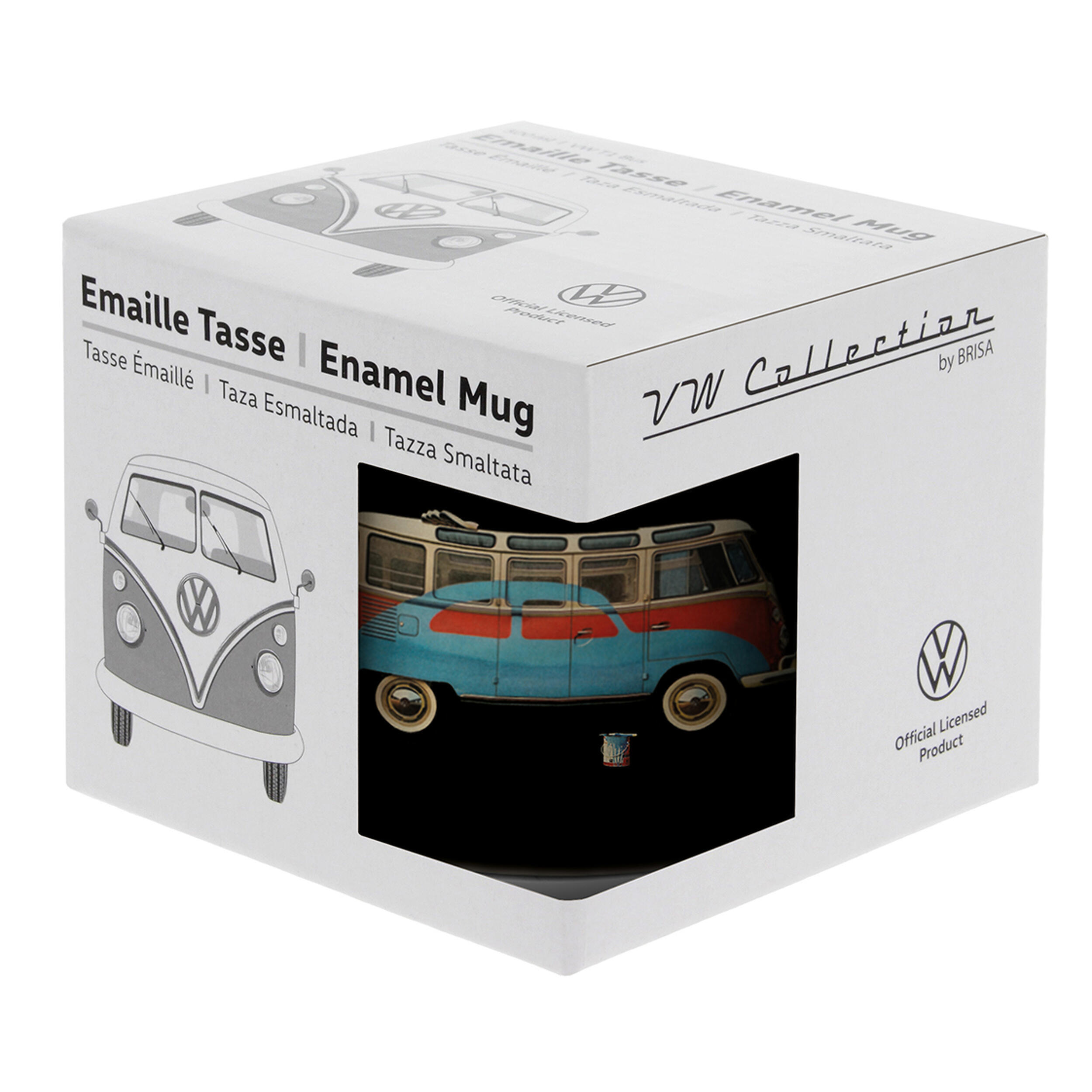 Mug émaillé collection Combi Volkswagen : - Modèle : Combi et Coccinelle - Noir