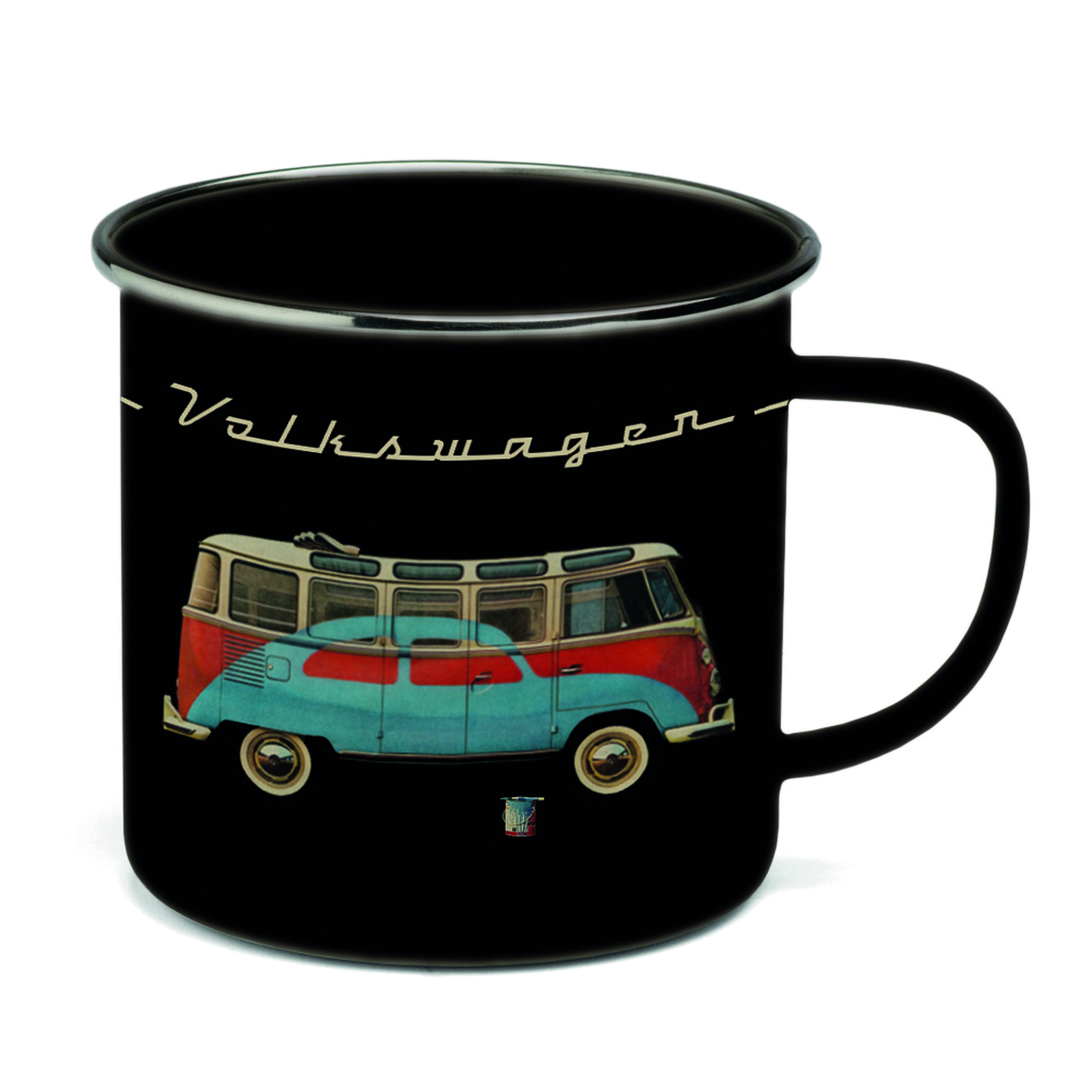 Mug émaillé collection Combi Volkswagen : - Modèle : Combi et Coccinelle - Noir