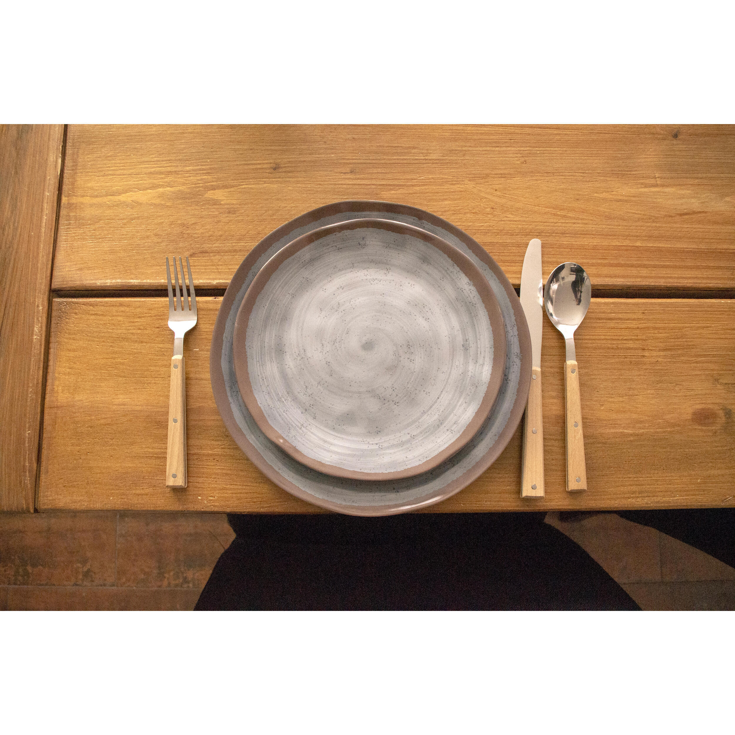 Pack de vaisselle en mélamine Halo Gris et Terra - 12 Pièces