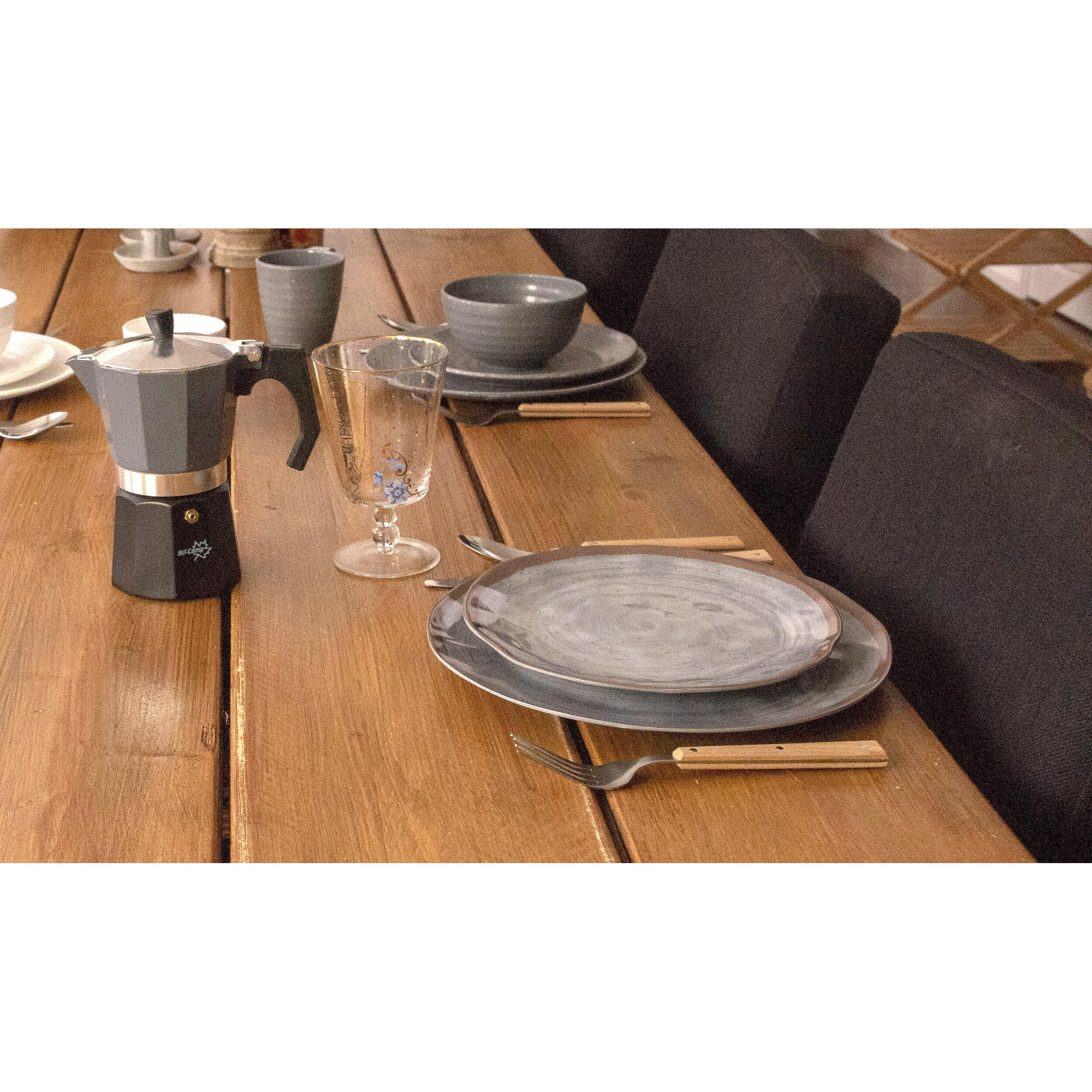 Pack de vaisselle en mélamine Halo Gris et Terra - 12 Pièces