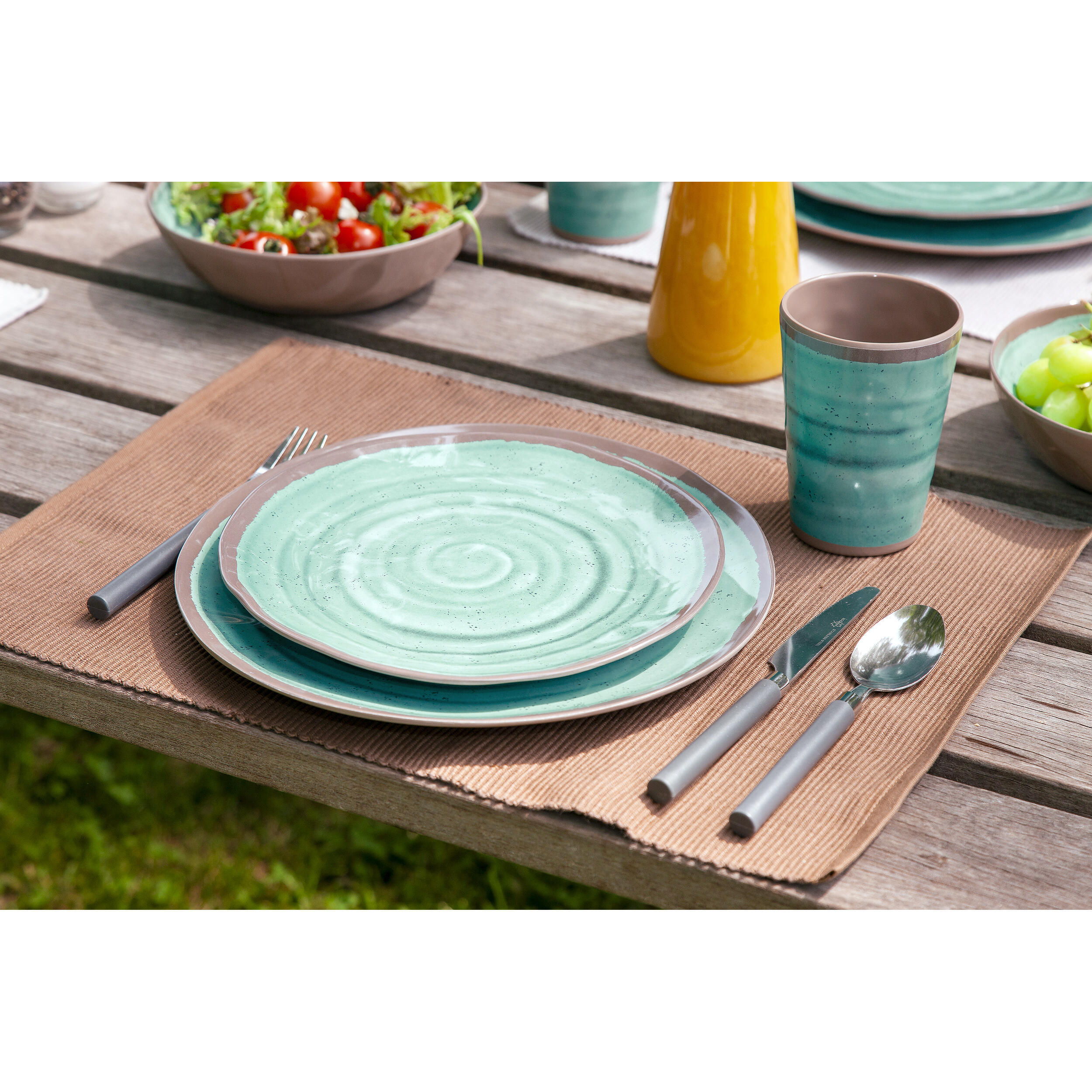 Pack de vaisselle en mélamine Halo Aqua en mélamine 12 Pièces