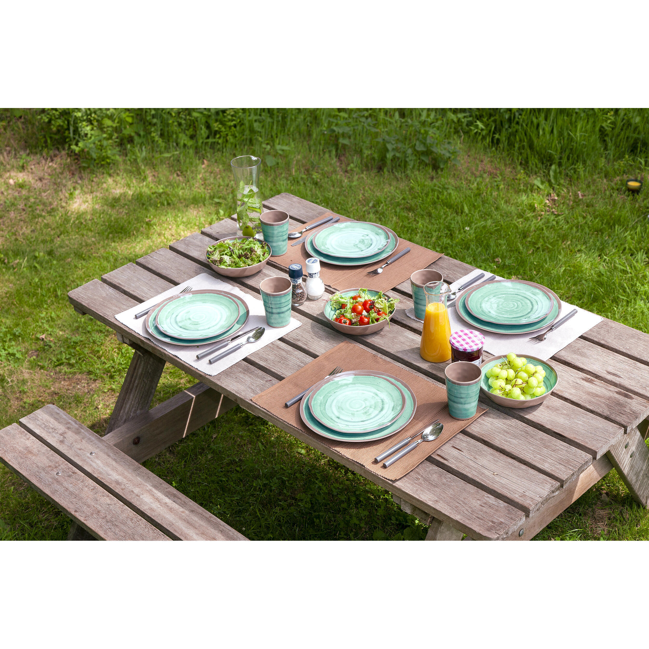 Pack de vaisselle en mélamine Halo Aqua en mélamine 12 Pièces