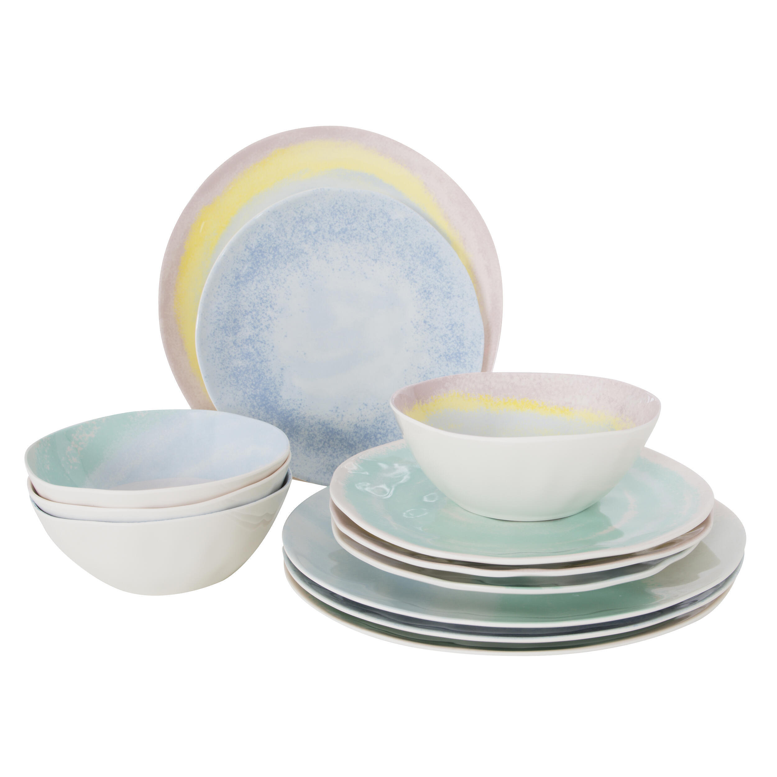 Pack de vaisselle en mélamine Pastel Barfleur - 12 Pièces