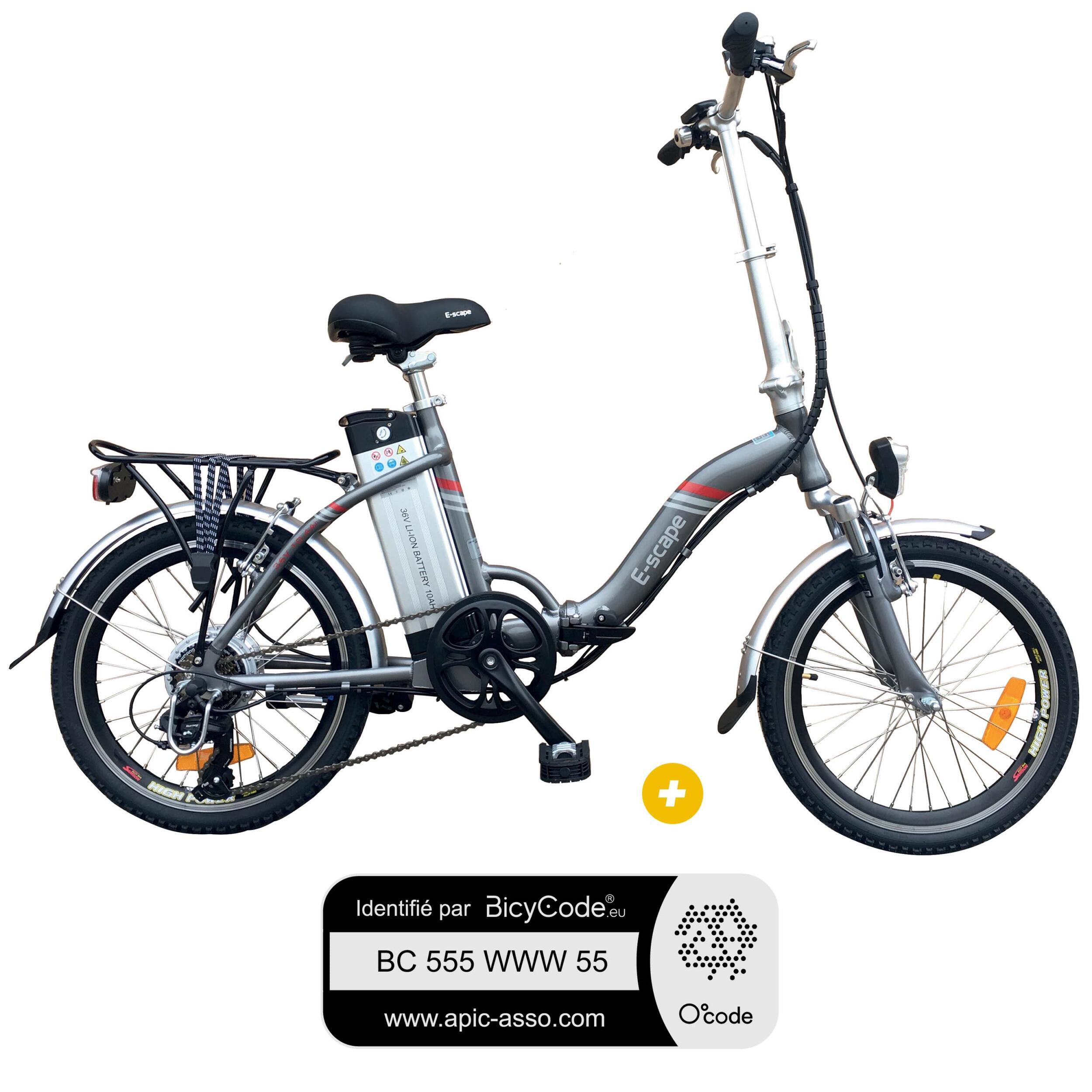 Pack Vélo à assistance électrique pliant 20 Pouces Gris Anthracite Classic