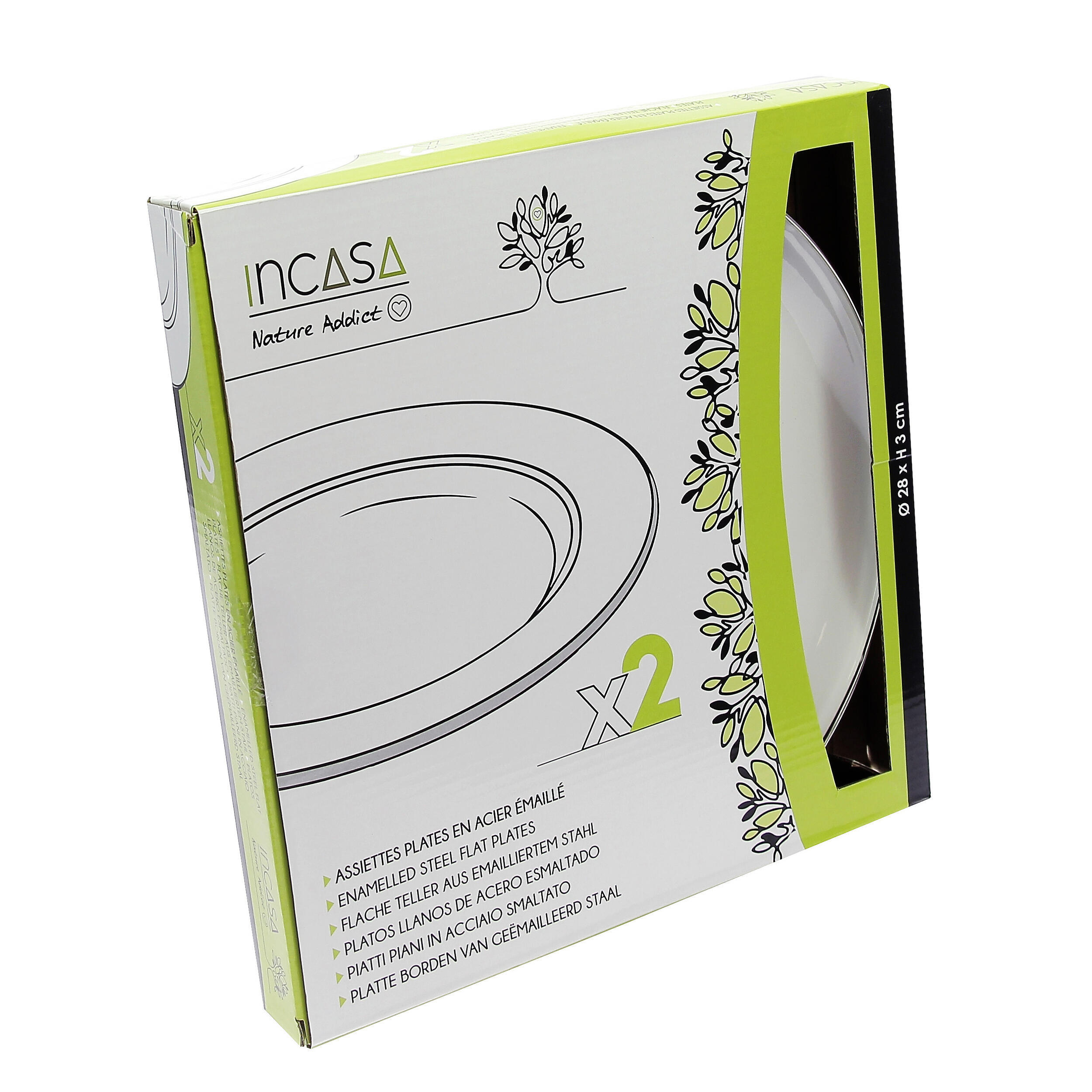 Set de 2 assiettes plates en acier émaillé