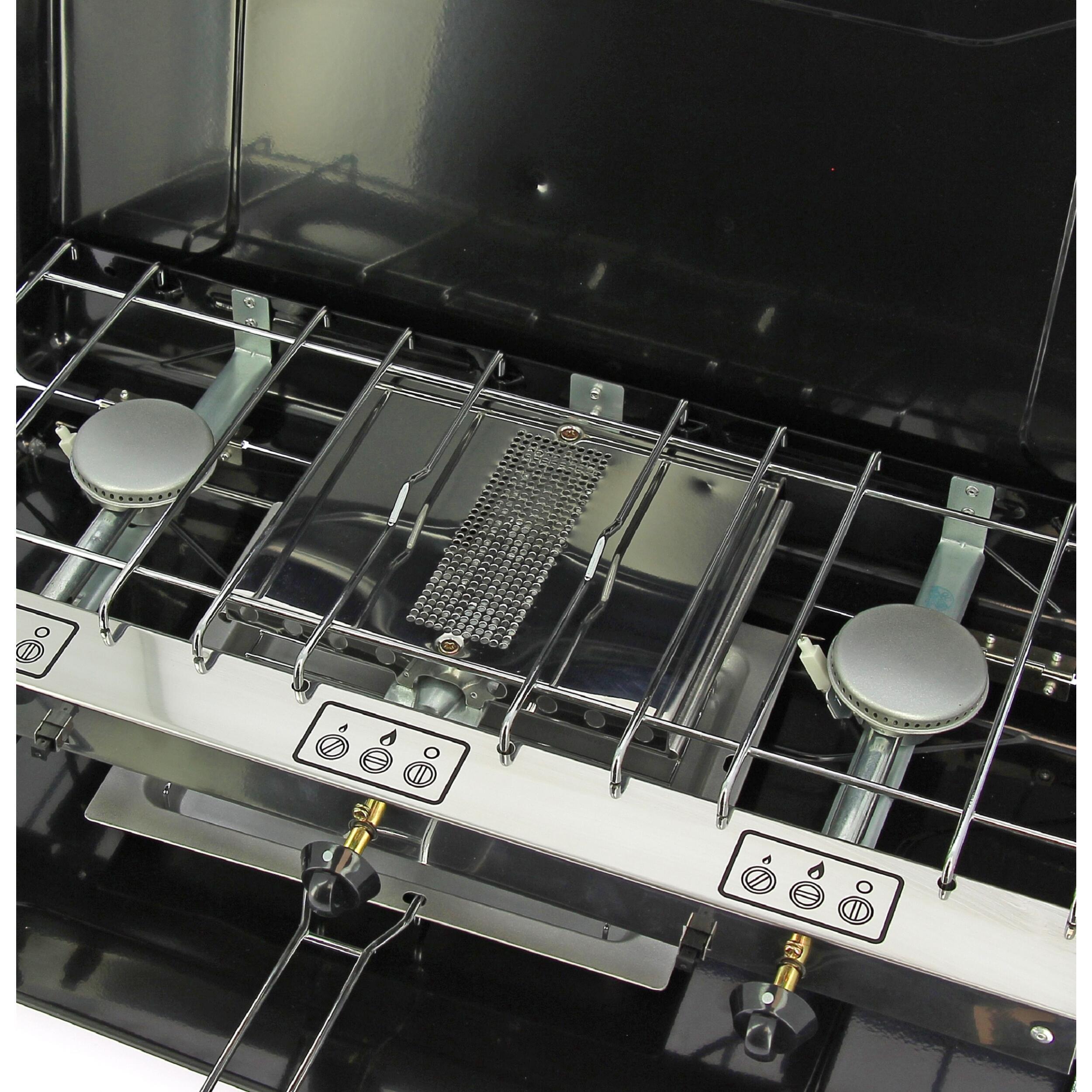 Réchaud à gaz 2 feux avec grill/toaster