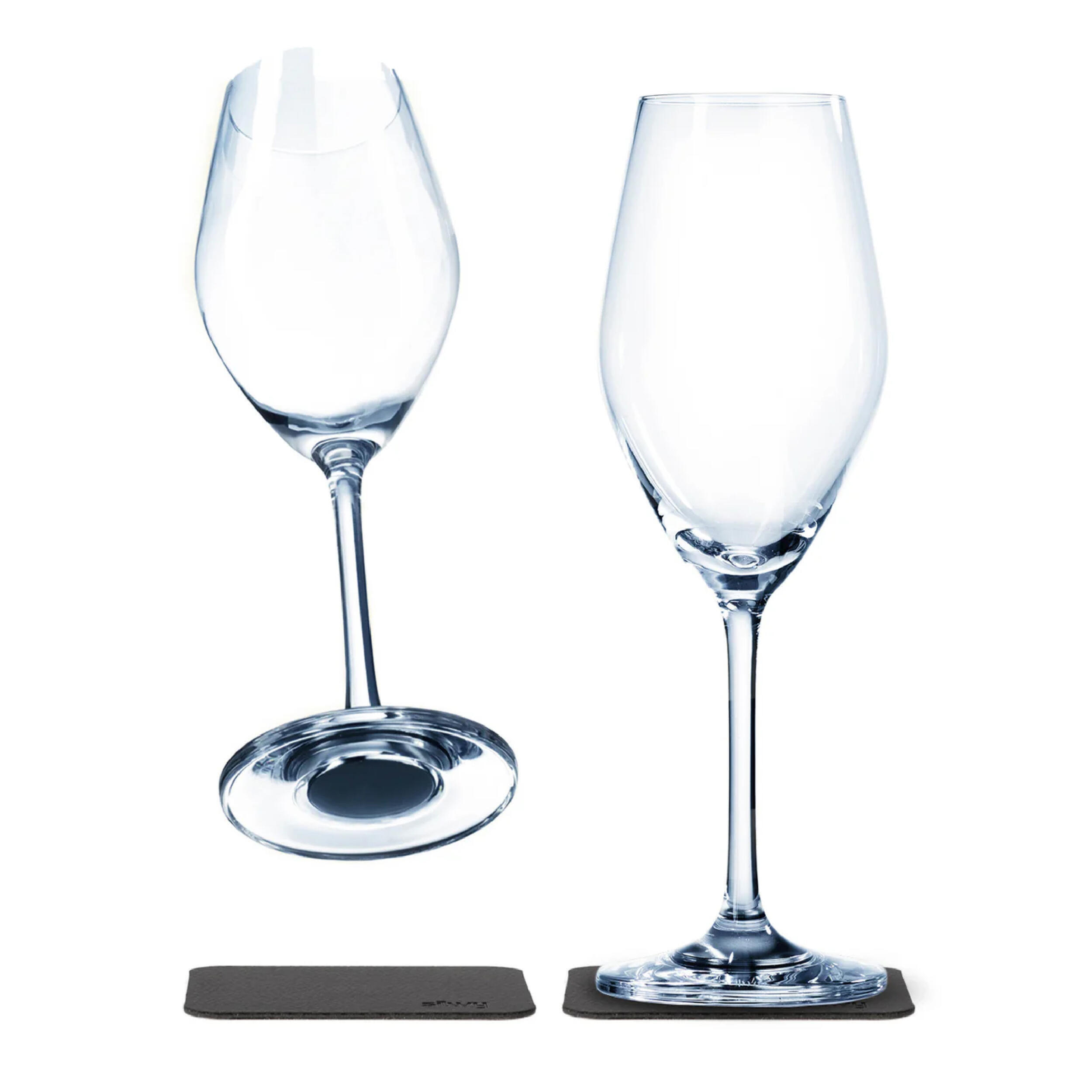 Lot de 2 verres à champagne en cristal aimantés