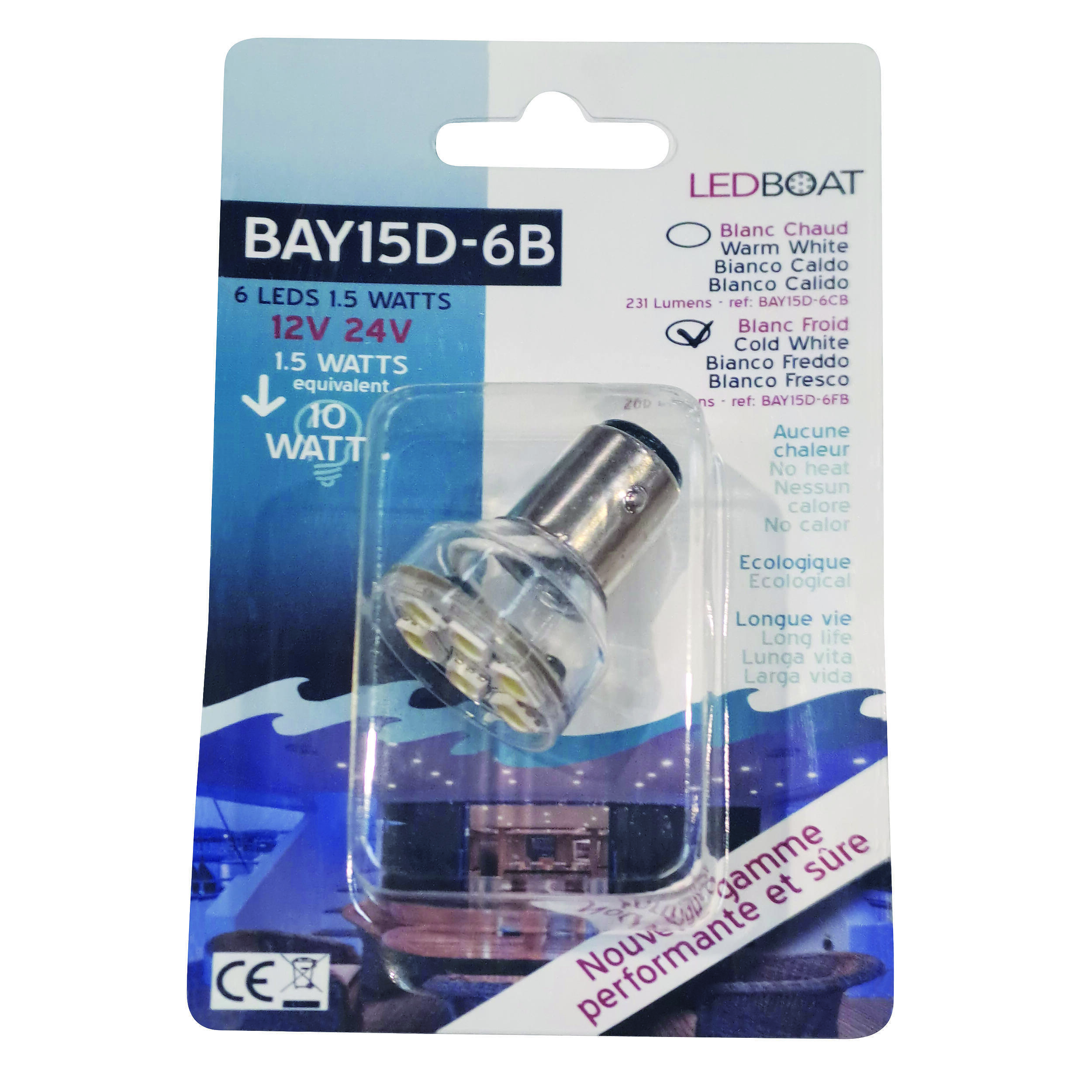 Ampoule 6 LEDS blanc froid
